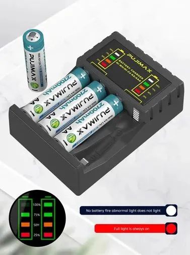 Carregador de pilhas, baterias recarregáveis AA/AAA com indicador LED  - Foto 2