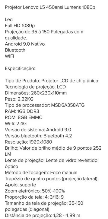 Projetor lenovo Led  full HD nativo,   - Foto 5