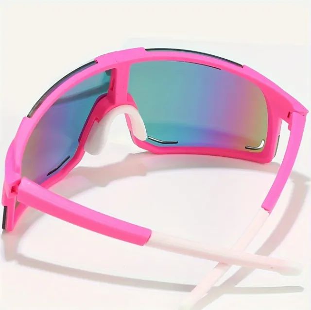 Óculos de sol esportivo - Rosa com detalhes branco - UV400 - Foto 2