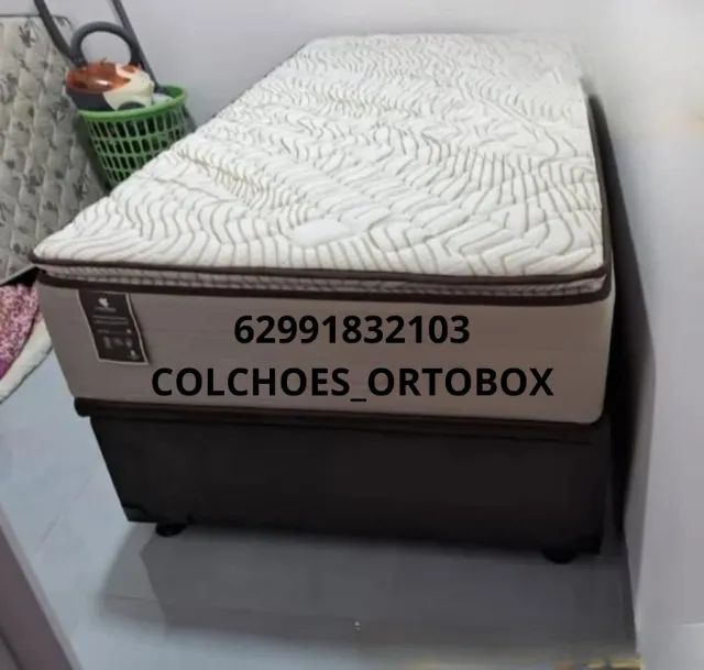Base e Colchão Solteiro com pilow top 