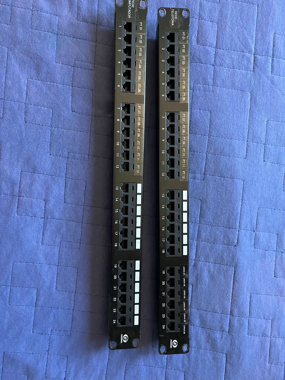 Patch panel telefonia e internet 24 portas cat 5e