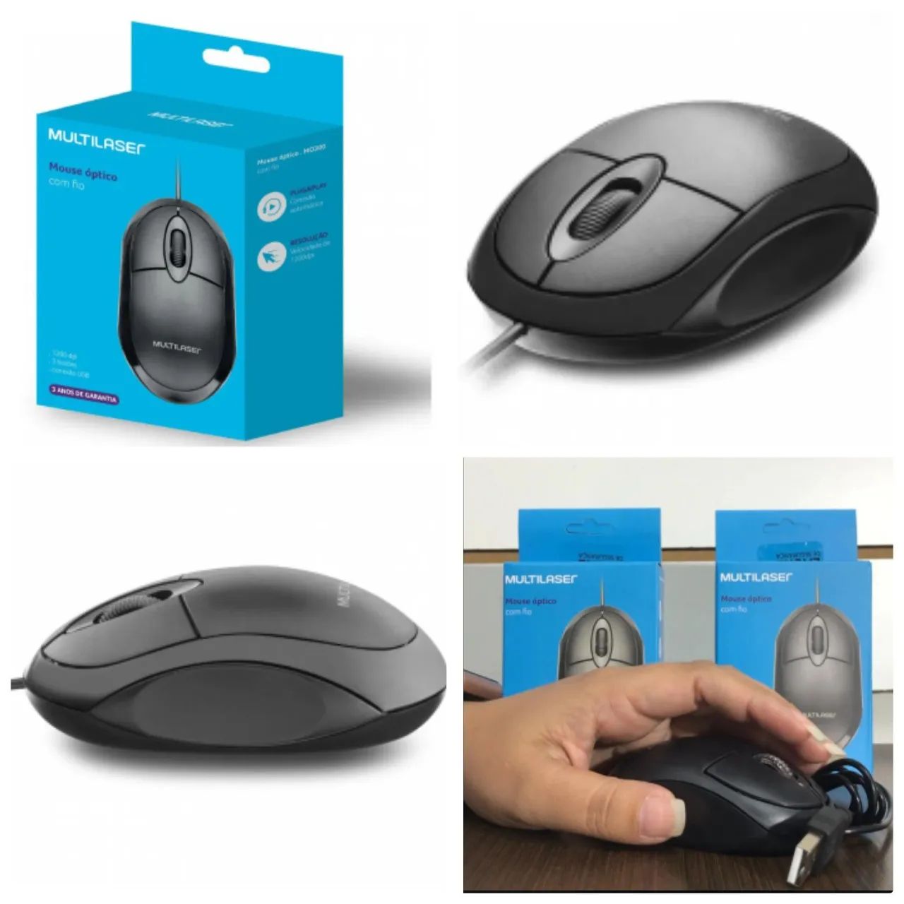 Mouse Óptico Multilaser com Fio usb