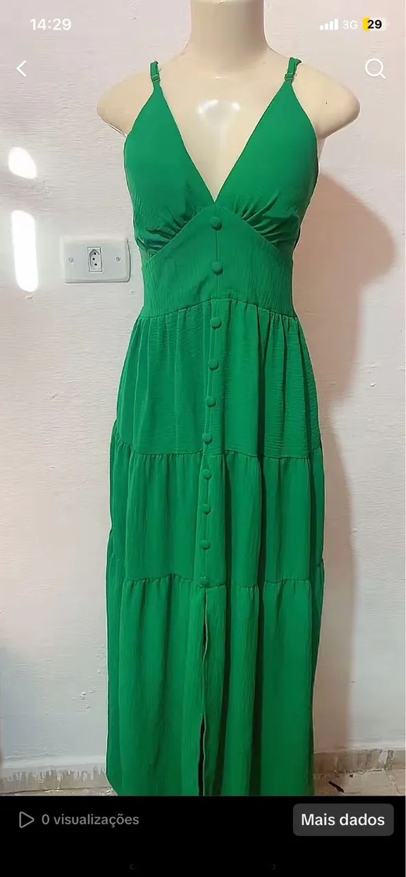Vestido verde crepe Duna