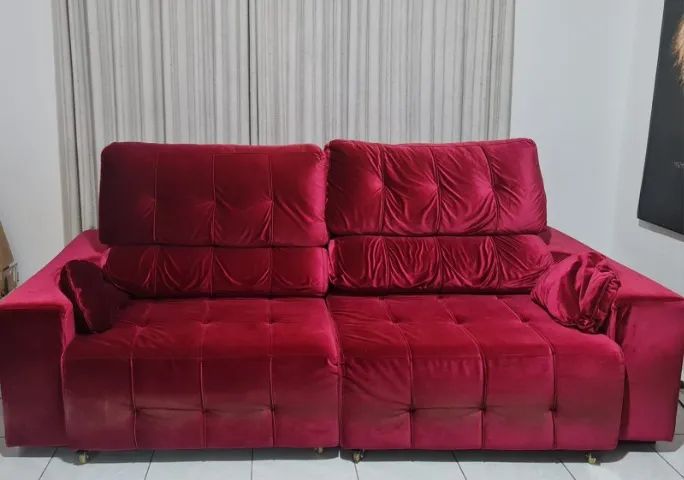 Retractable sofa bed, 4-seater, ruby color65568128635138120