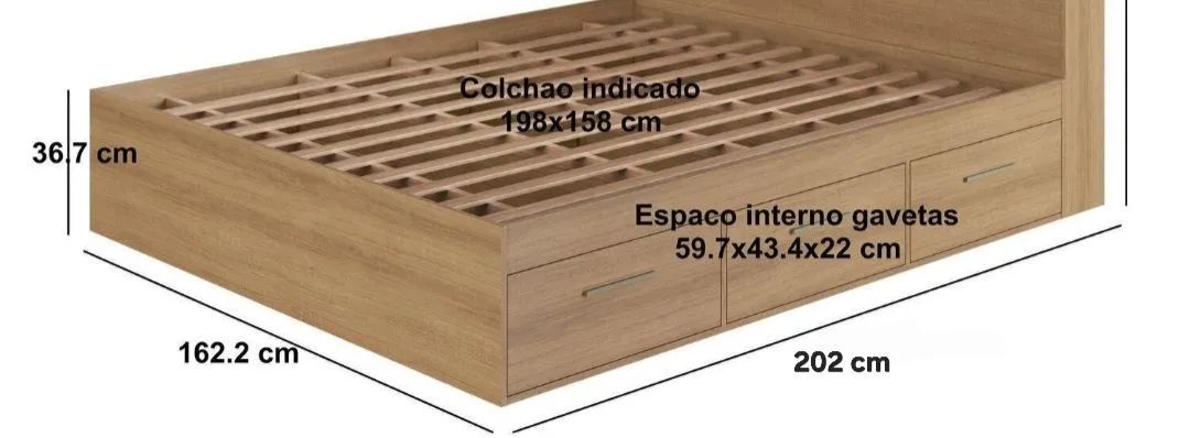 Base Cama Queen com 6 Gavetas