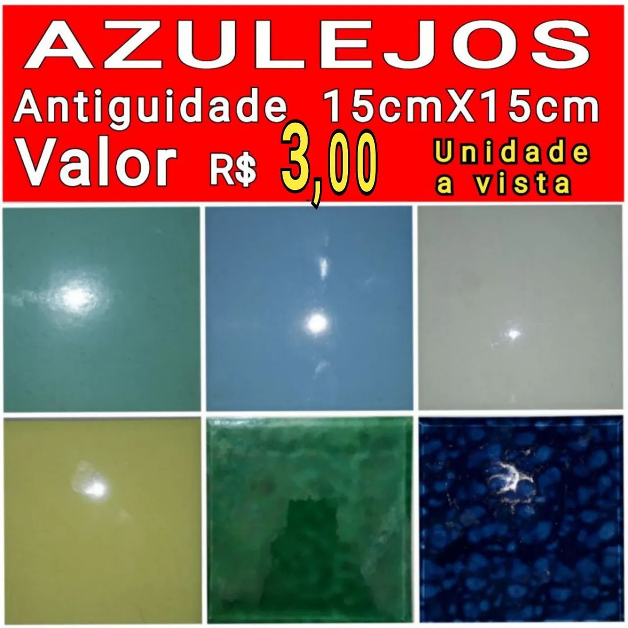 AZULEJOS ANTIGOS USADOS 15 CM X 15 CM E CANTONEIRAS CERÂMICAS  - VENDO TODO O LOTE -
