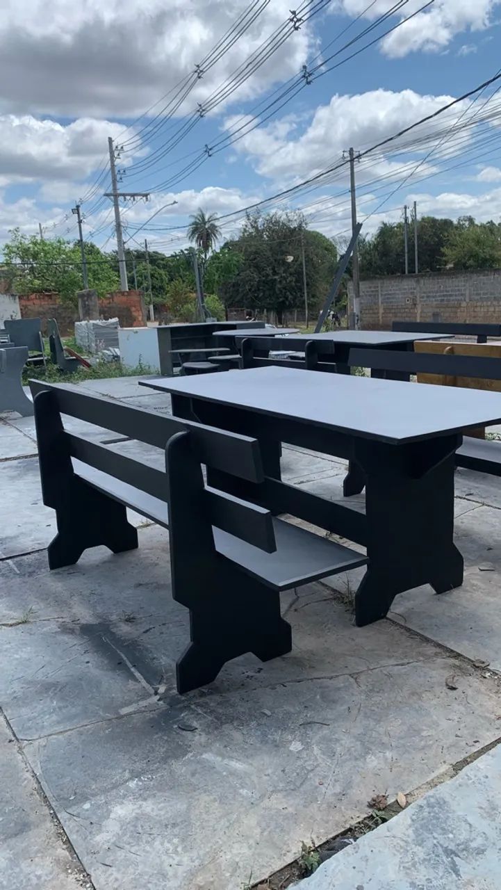 Mesa de Ardosia 2m por 90 com dois bancos com encosto - Foto 3