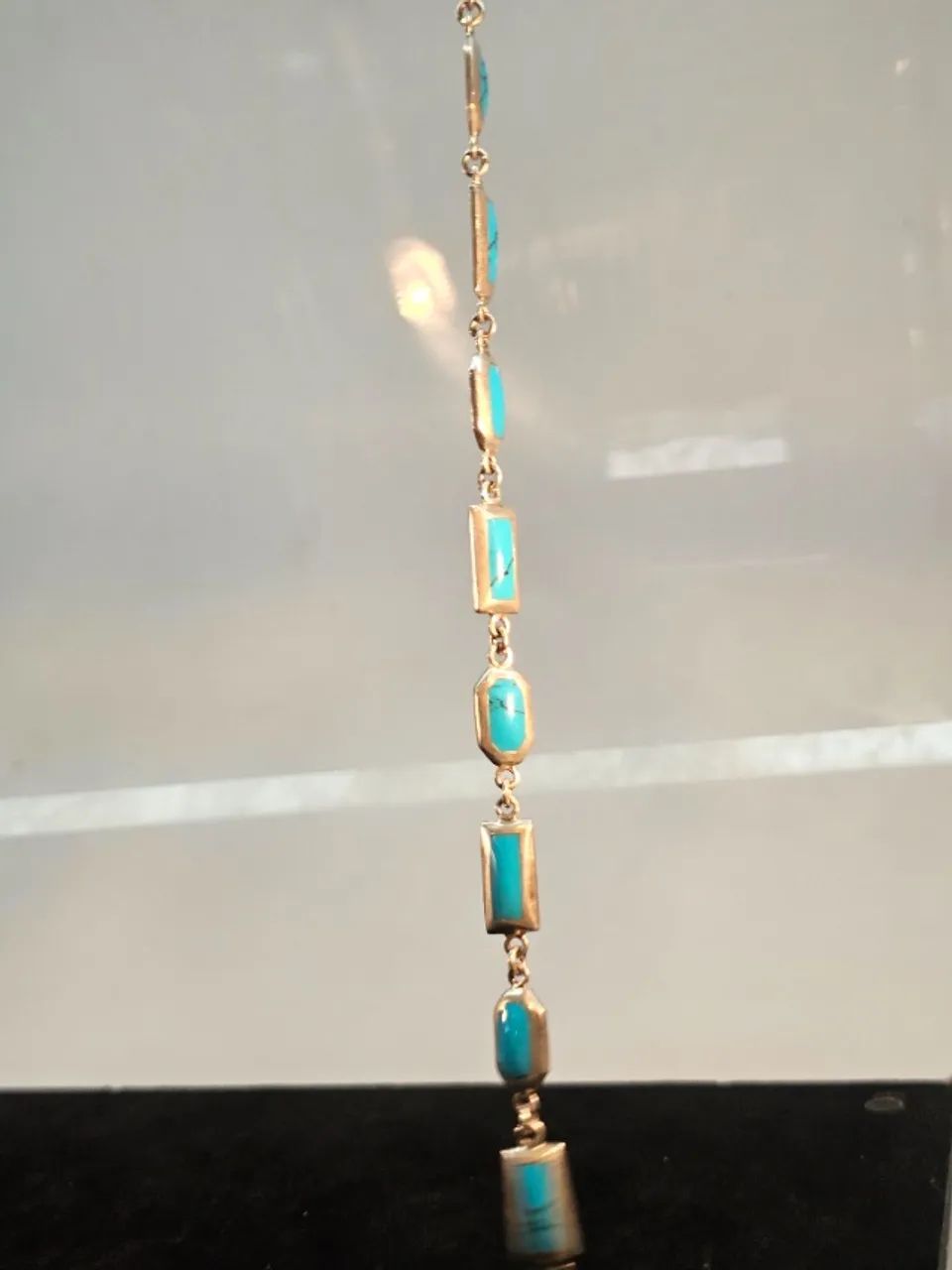 Pulseira Turquesa trabalho fino em prata  - Foto 4