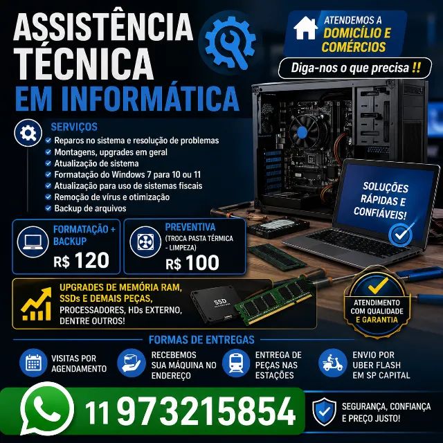 Assistência Técnica em Informática | Atendimento Rápido e a Domicílio