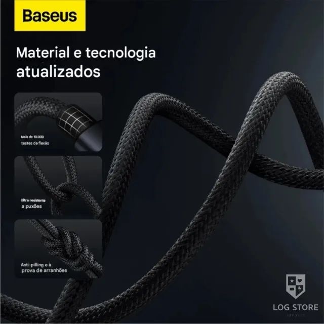 Cabo Baseus USB A com Tipo C 100W Turbo Reforçado para Android - Novo com Garantia - Foto 4