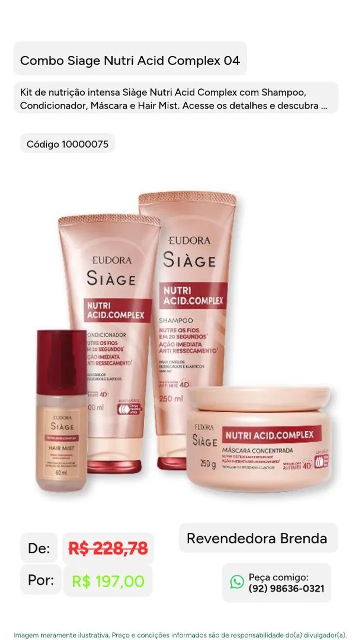 Combo Eudora Siàge Nutri Acid Complex - Kit Completo 4 Itens (Pronta Entrega) - Foto 5