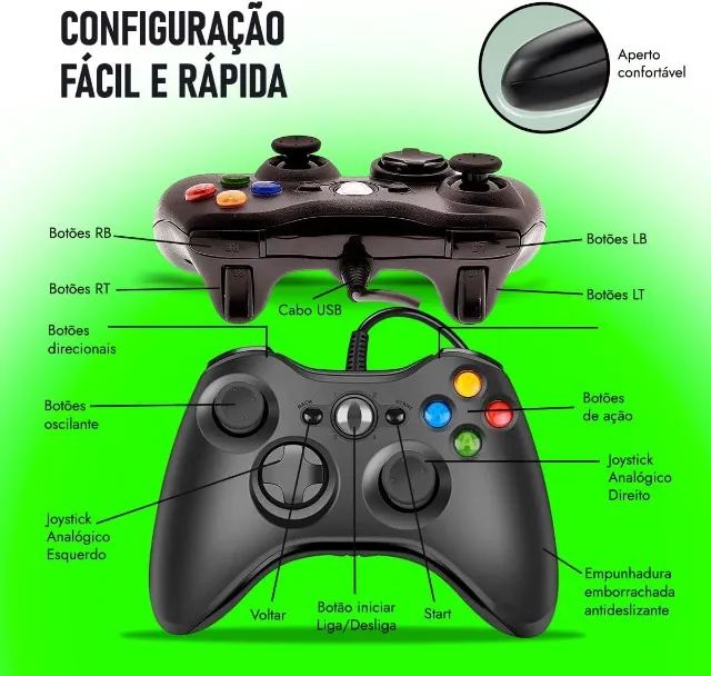 Controle manete compatível com Xbox 360, Computador, notebook, com fio - Foto 4