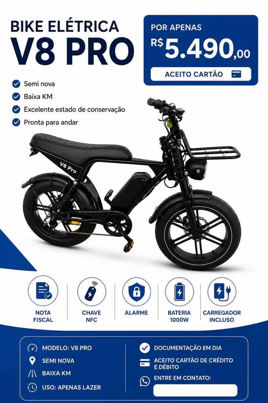 Bicicleta elétrica V8 Pro / Semi Nova  - Foto 2