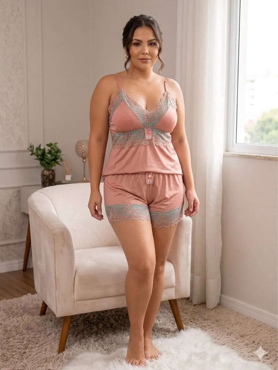 BABY DOLL DE MALHA COM RENDA  - Foto 5
