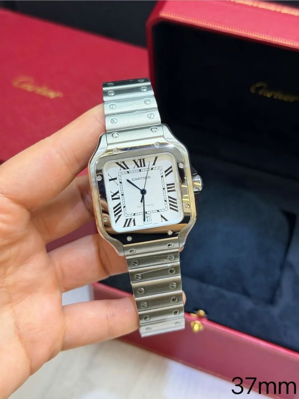 Relógio Cartier Santos automático com pulseira de troca rápida - Foto 3