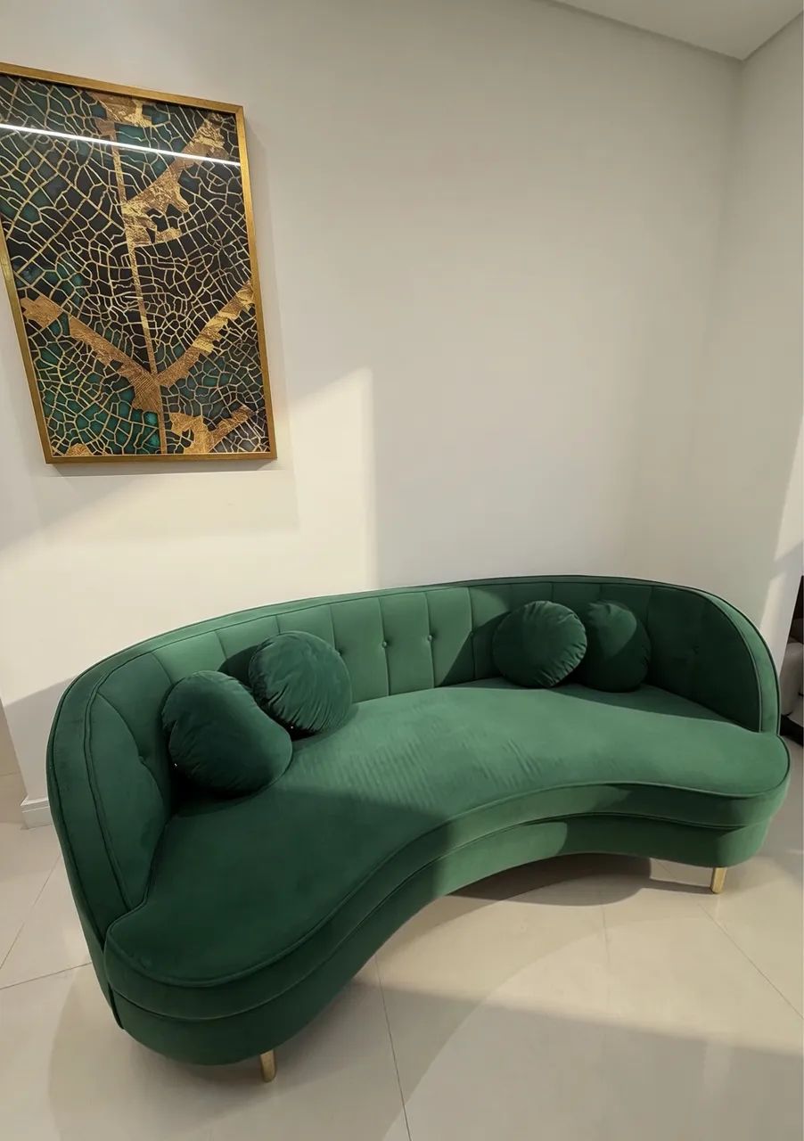 Sofá Living em Veludo Marilyn - Verde Militar - Foto 2