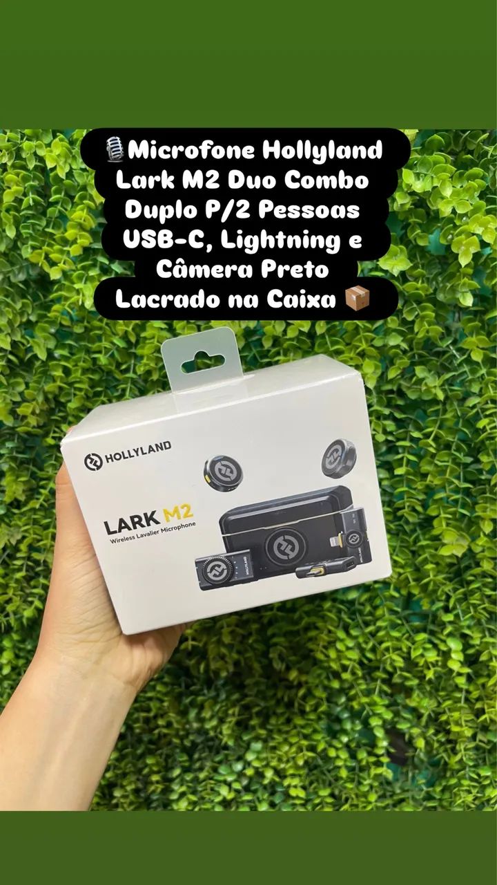 Microfone Hollyland Lark M2 Duo Combo Duplo Para 2 Pessoas Lightning/USB-C e Câmera Preto
