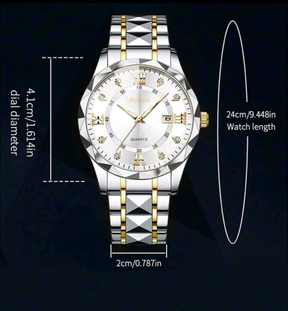 Relogio Masculino Aco Inoxidavel Prata E Dourado Quartz - Foto 4