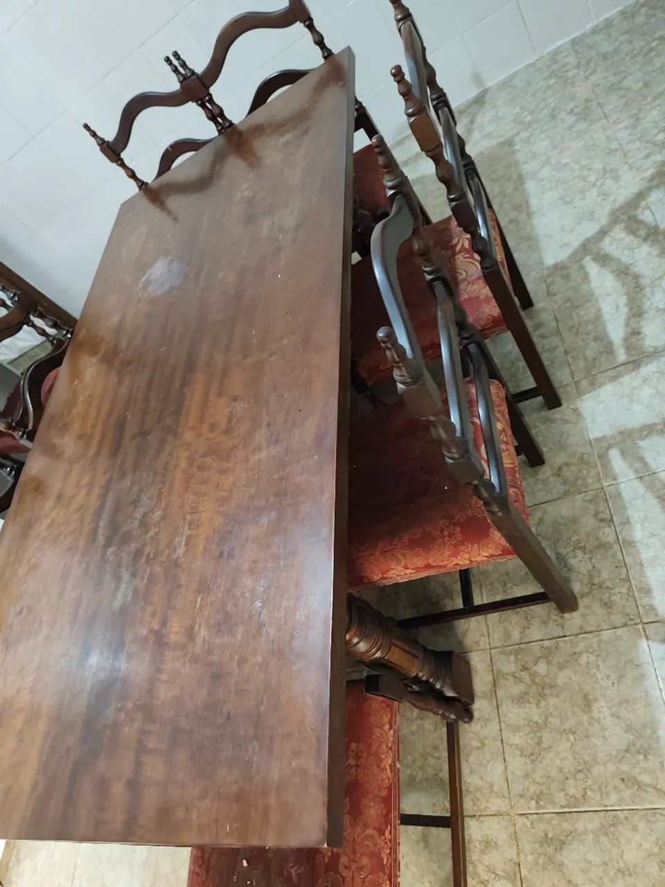 Mesa de Jantar Rústica 2 Metros Madeira Maciça + 8 Cadeiras Estofadas - Foto 2