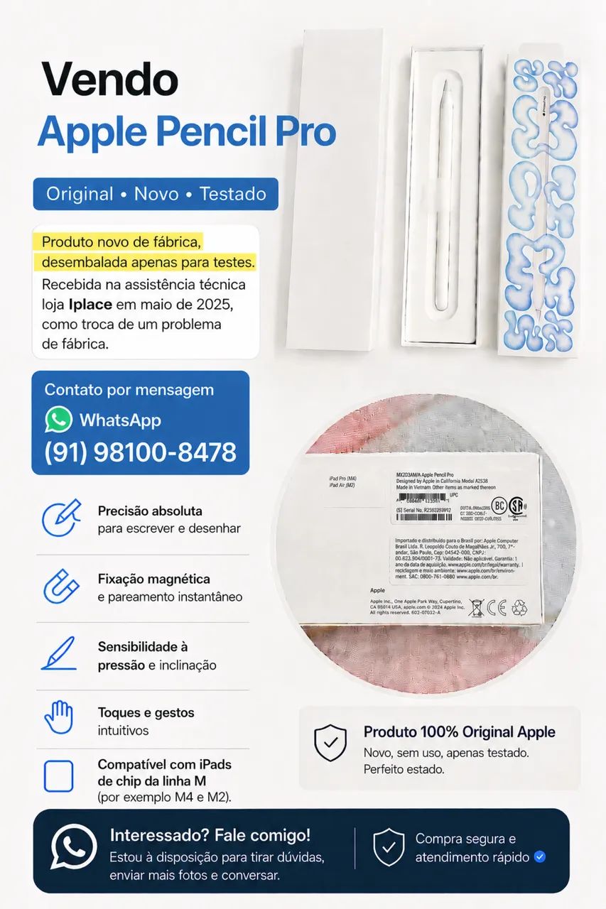 Apple Pencil Pro 純正・ほぼ新品 Apple Pencil Pro - Acessórios de Celular - Umarizal, Belém