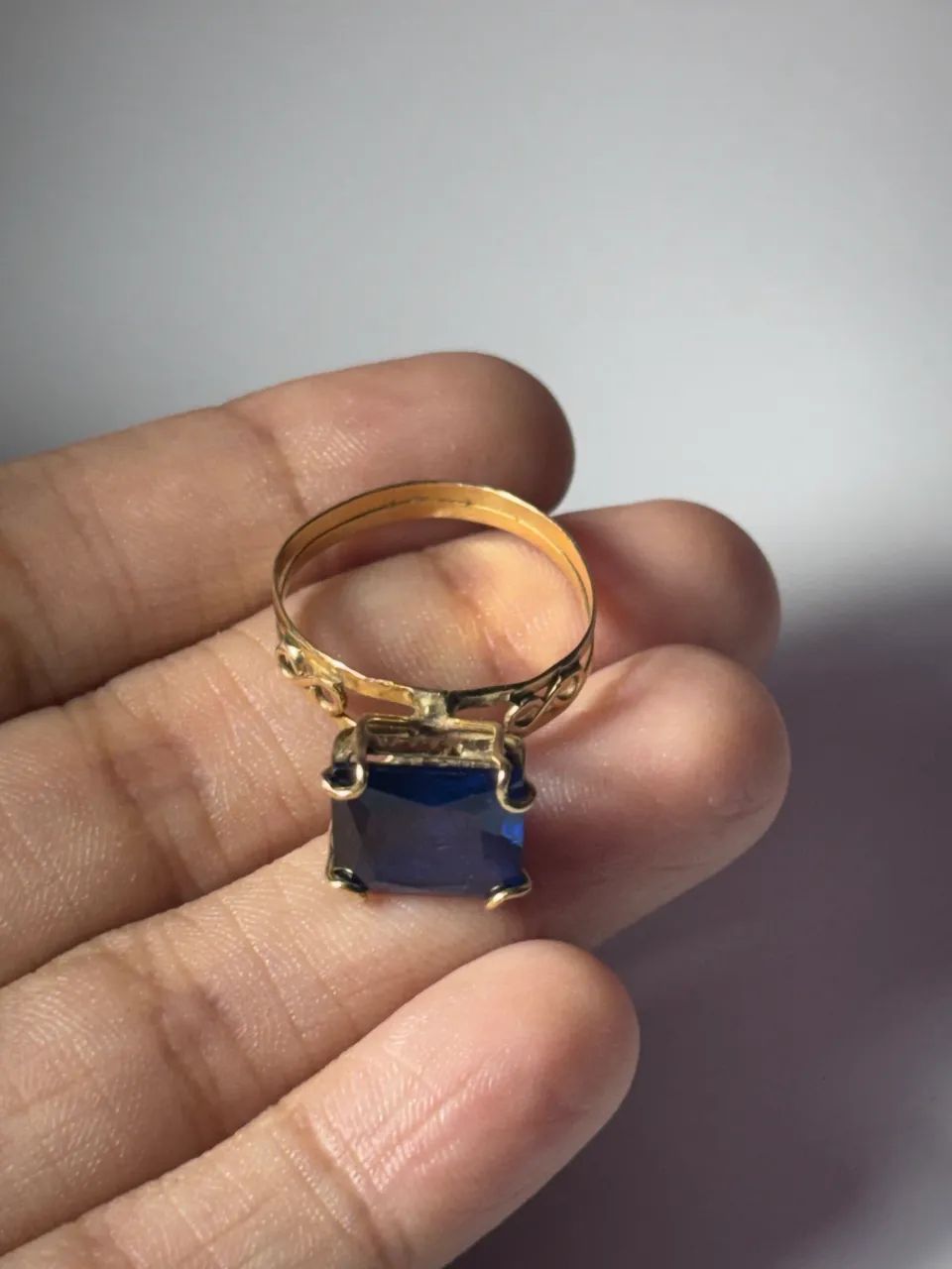 Anel de pedra azul ouro (aro 16). - Foto 3