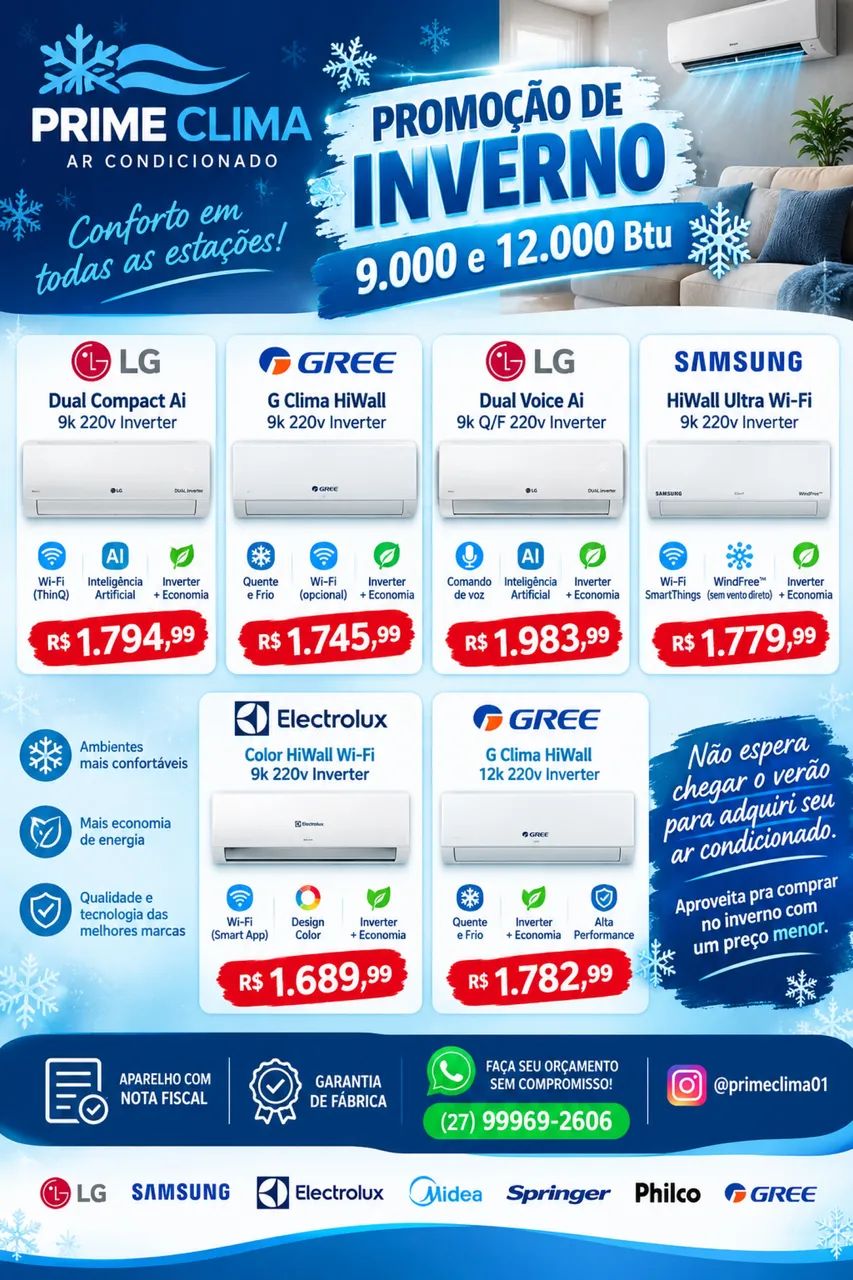 Ar Condicionado 9.000 a 24.000 Btu