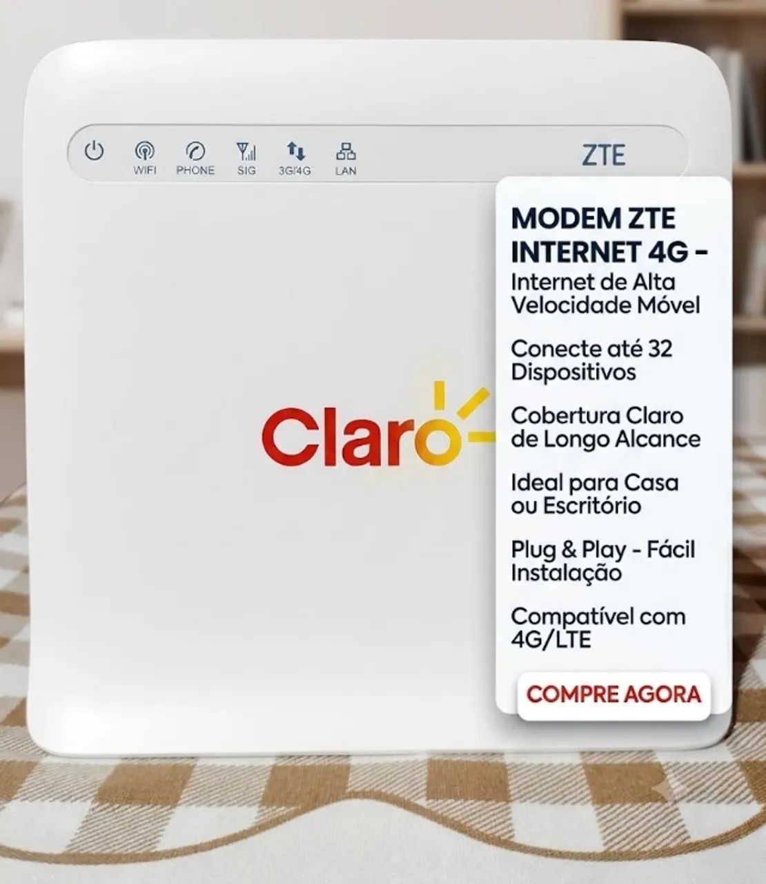 Wifi Modem 4G Claro Backup Internet com fio e roteamento 