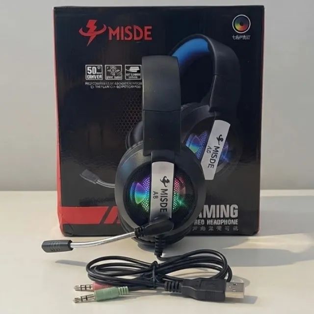 HEADSET GAMER RGB COM FIO E MICROFONE MISDE A8  - Foto 2