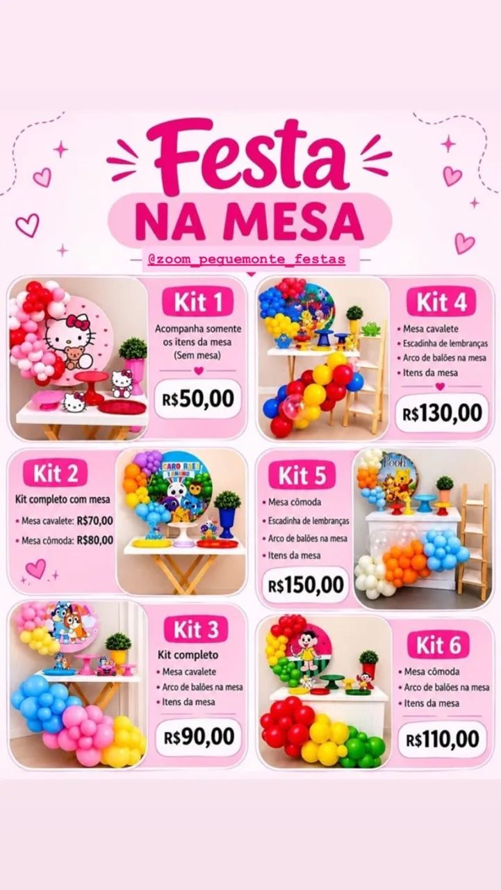 Pegue monte e decoração de festa 