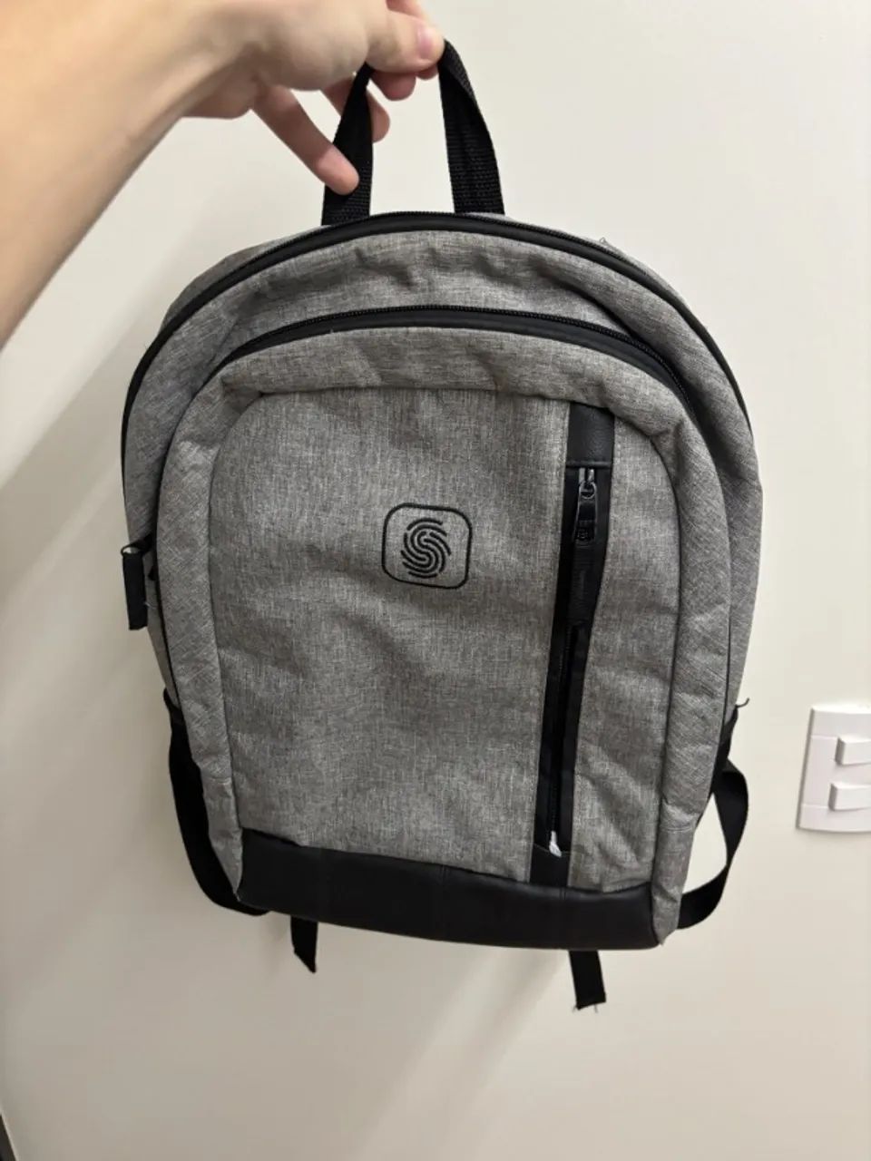 Mochila para notebook 15,6 polegadas cinza mescla com alças acolchoadas - Foto 3