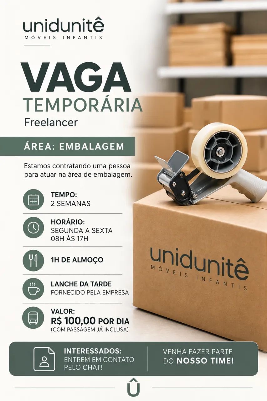 VAGA ÁREA DE EMBALAGEM PARA HOMENS 