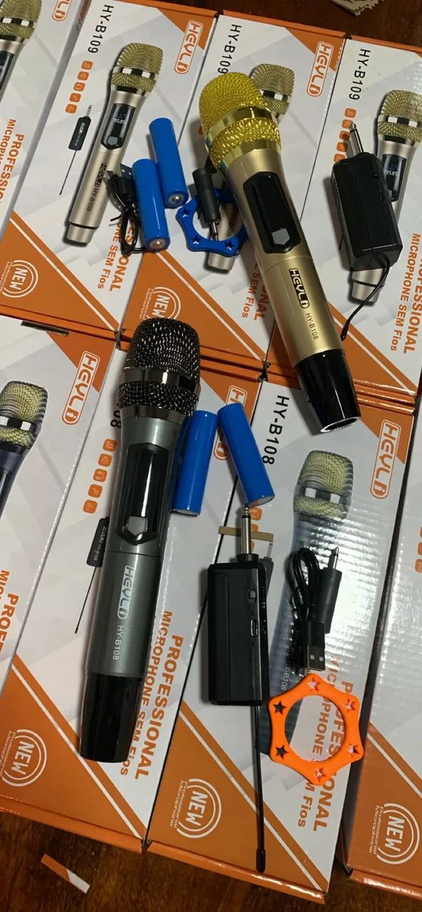 Professional Golden and Gray Wireless Microphones