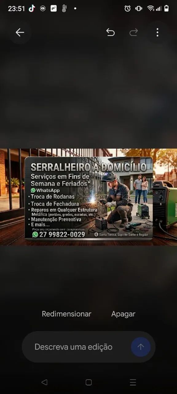 Serviços de serralheria a domicílio. 