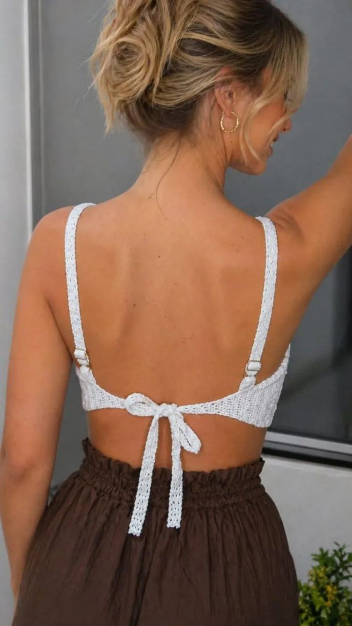 Top Cropped Branco Crochê 85% Algodão  - Foto 2