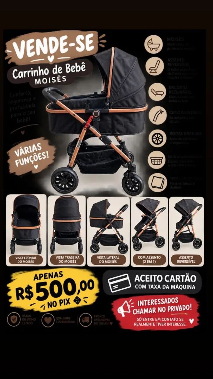 Vendo Carrinho de bebê Moisés 