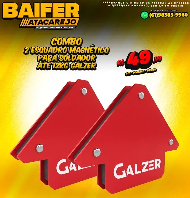 Kit 2 Esquadro Magnético Para Soldador Até 12Kg Galzer