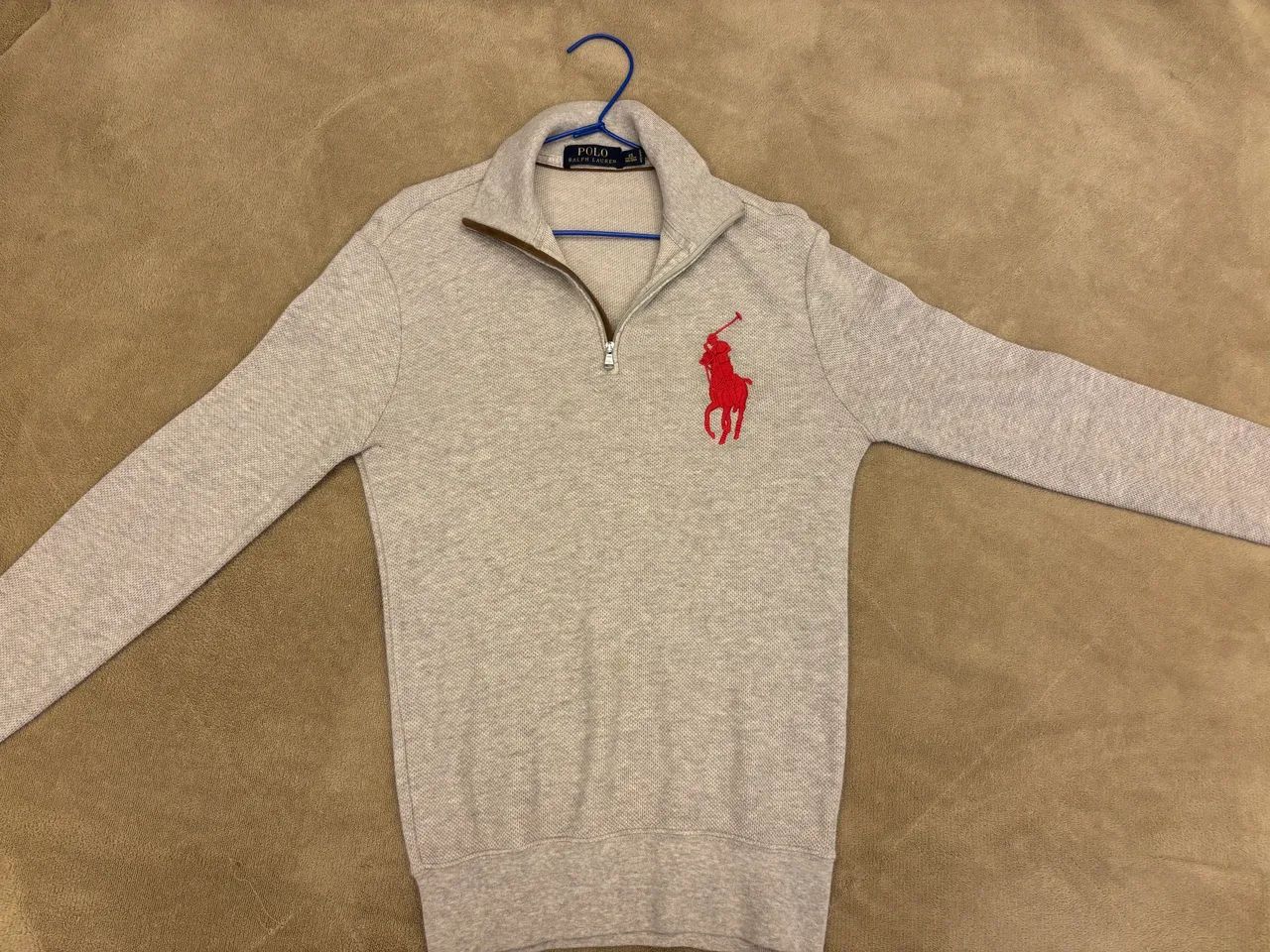トップス POLO by Ralph Lauren BIG PONY zip sweat Suéter/ Quarter zip Polo Ralph Lauren Half Zip Big Pony cinza
