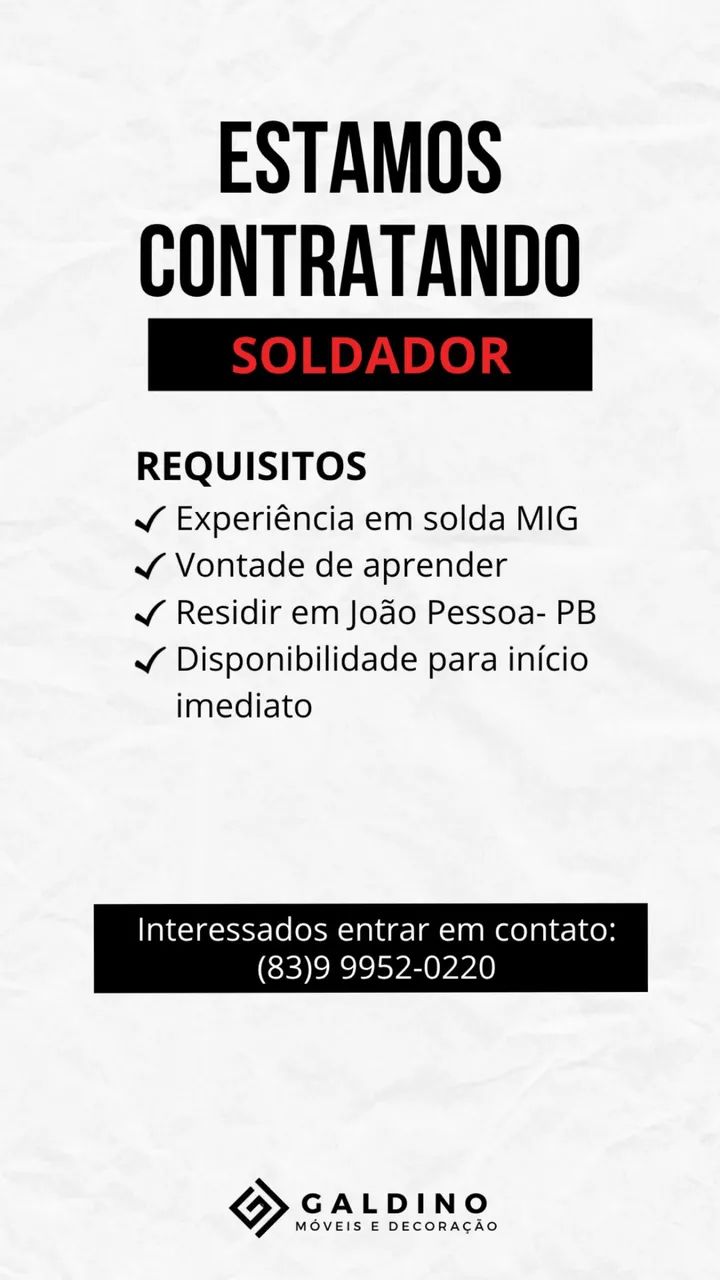 Vaga para Soldador 