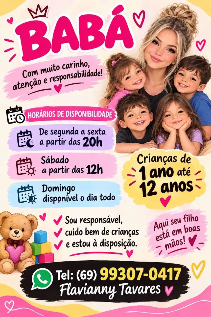 Babá: crianças de até 12 anos