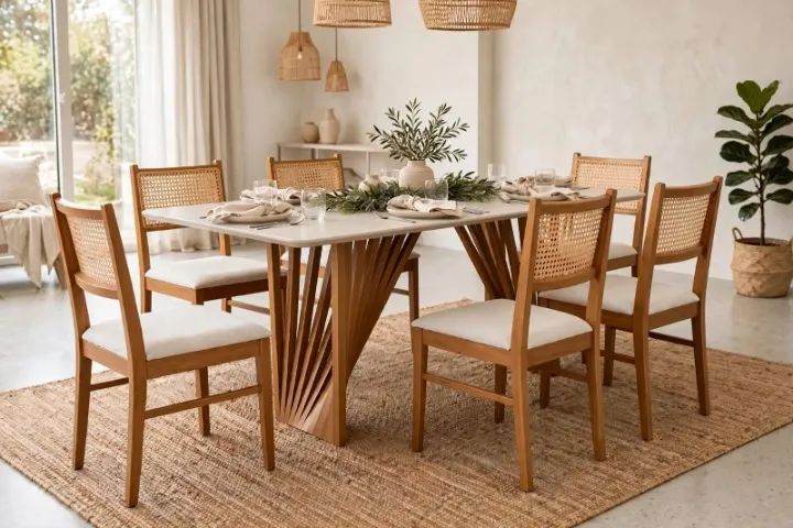Conjunto Mesa 1,80x0,90 c/ 6 cadeiras Sena courissimo