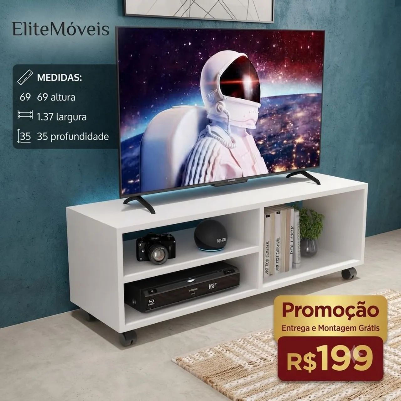 Rack de TV direto da loja suportando até 50 polegadas 
