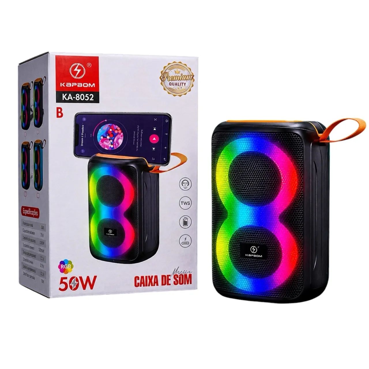 CAIXA DE SOM RGB KAPBOM KA-8052
