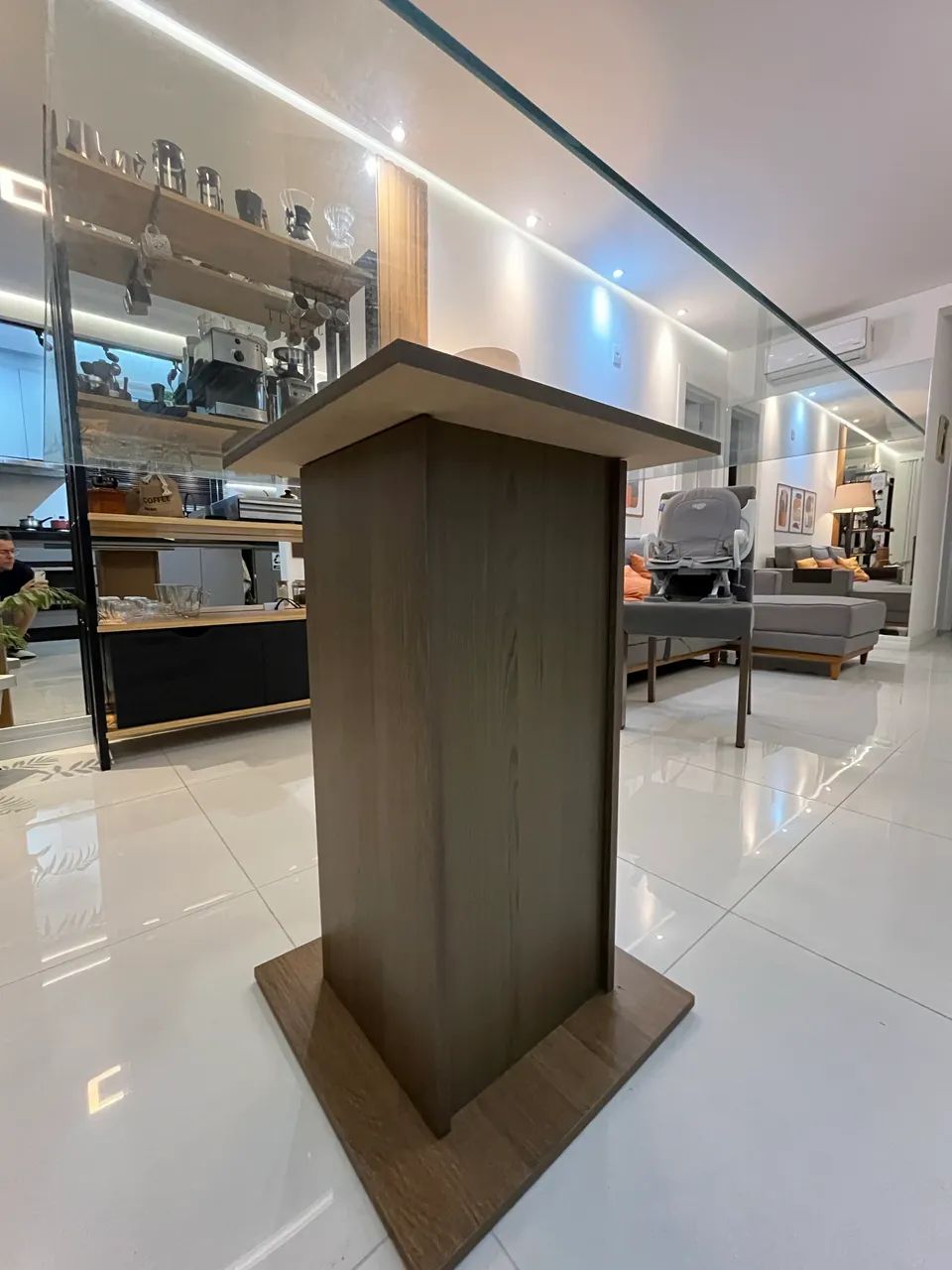 Mesa quadrada mdf e vidro 80x80 - Foto 3