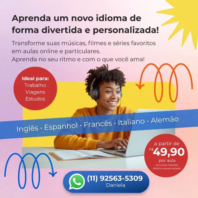 Aulas de idiomas on-line, ao vivo e personalizadas 