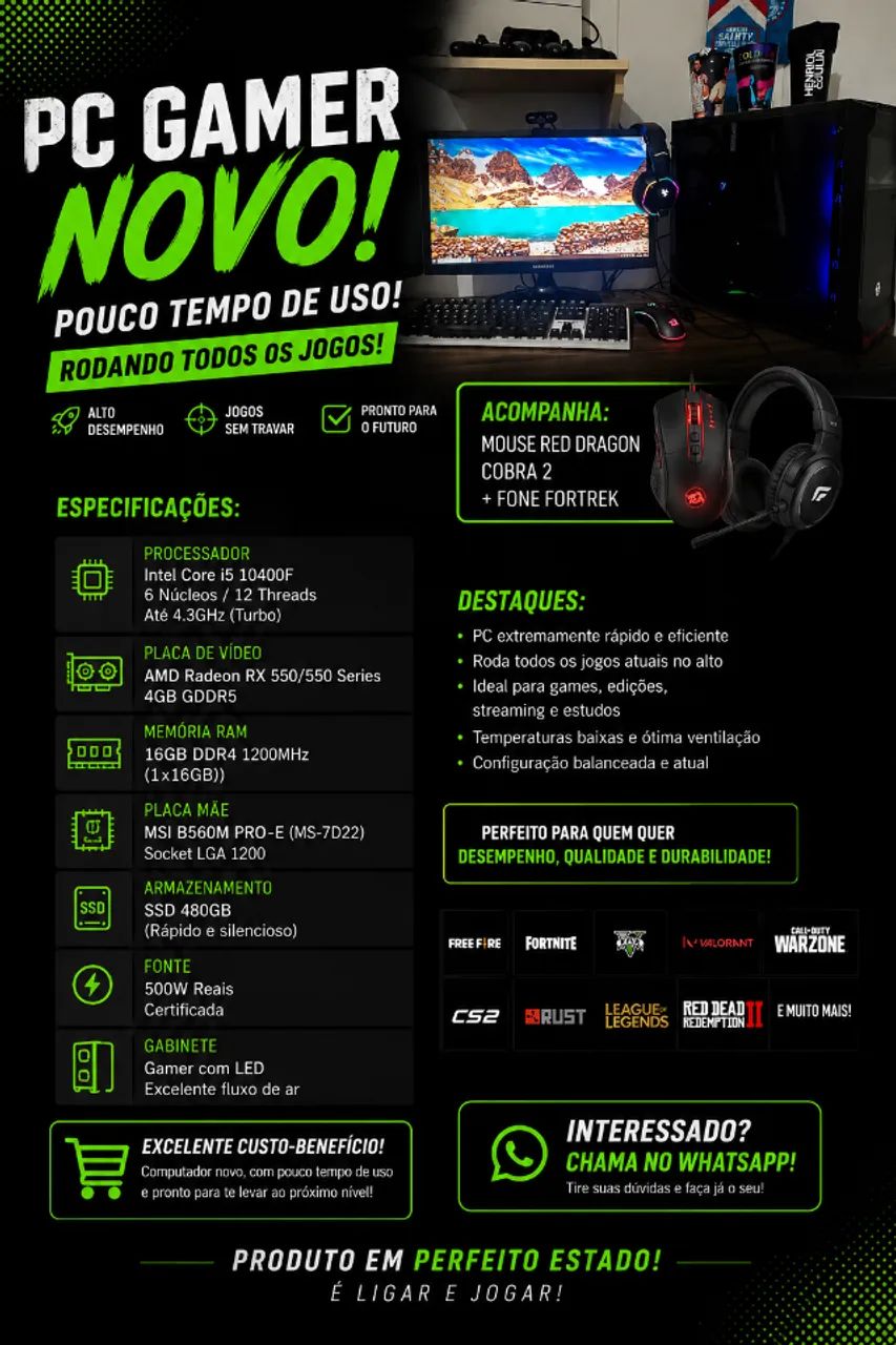 ? PC GAMER À VENDA - PRONTO PARA JOGAR! ?