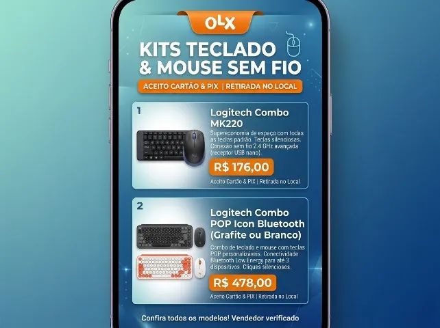 Kit Teclado e Mouse Sem Fio Logitech MK220 / Combo POP Icon Bluetooth