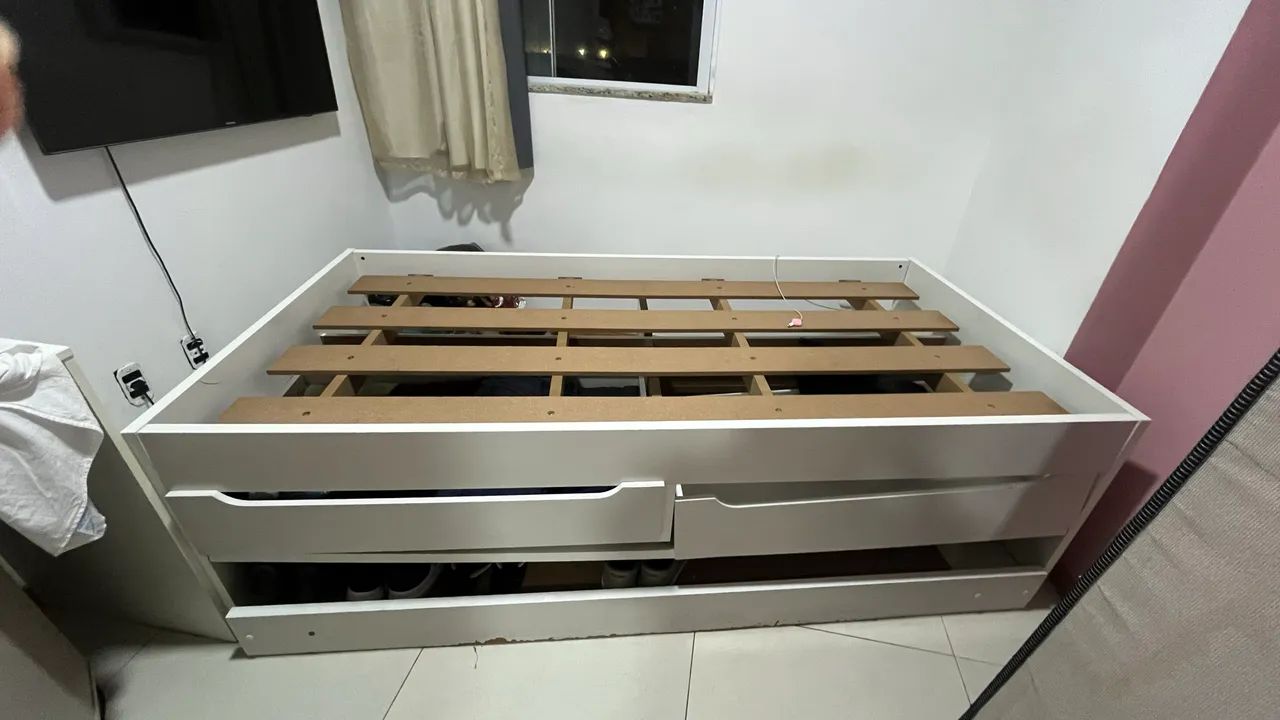 Cama Solteiro com 2 Gavetas + Colchão Ortobom Molas Ensacadas - Foto 2