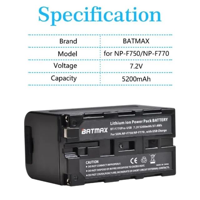 Bateria Np-f750 F770 5200mah Usb Padrão Sony Led NP