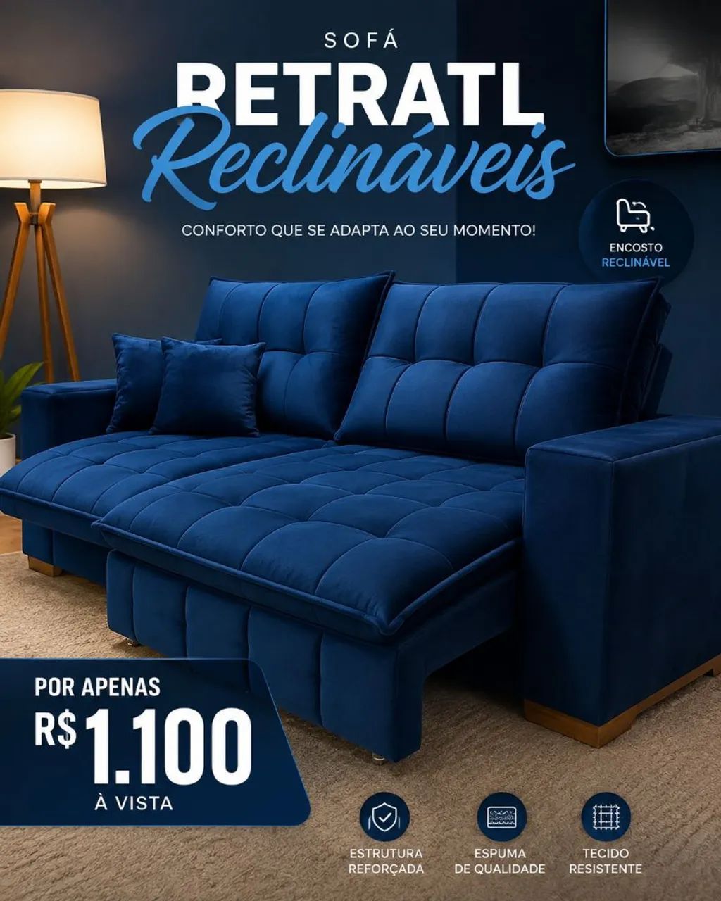 Sofá retrátil e reclinavel