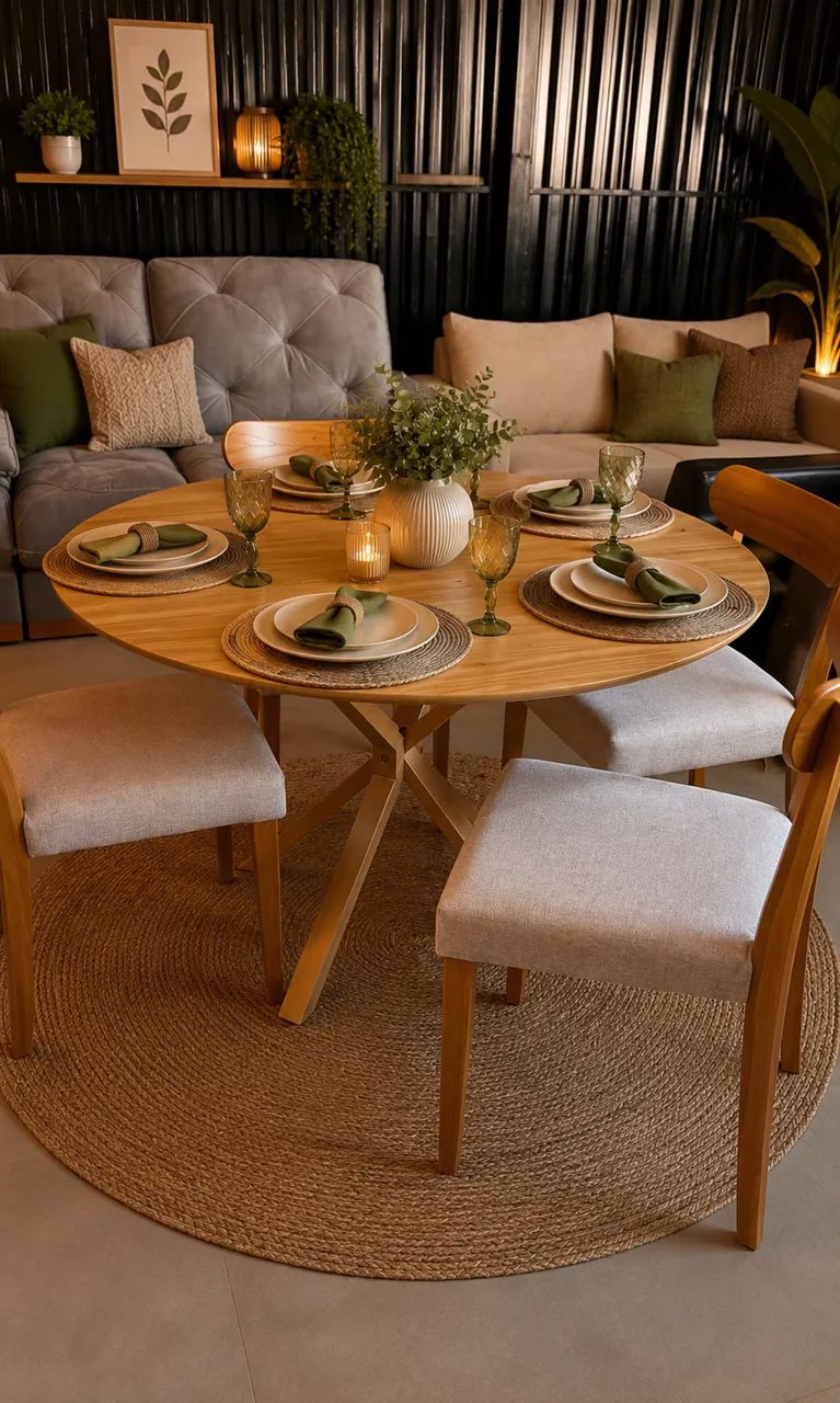 MESA DE JANTAR 135x135 COM 4 CADEIRAS 